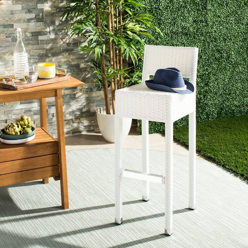 SAFAVIEH Landry Indoor-Outdoor Stacking Grey 30-inch Counter Stool - 13"W x 18"D x 38"H