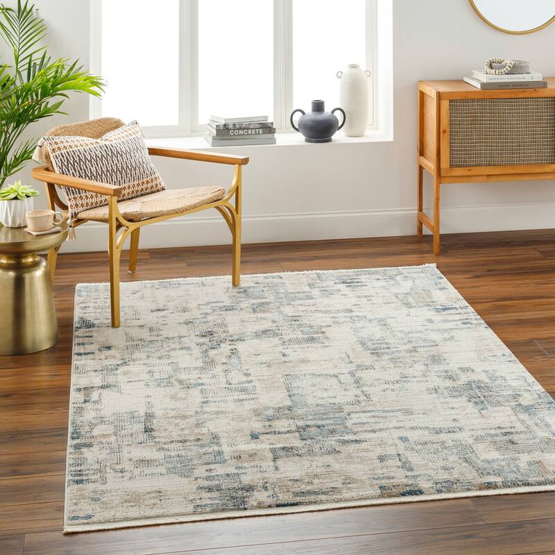 Livabliss Perugia Distressed Striped Area Rug - 9'2" x 12' - Blue/Beige