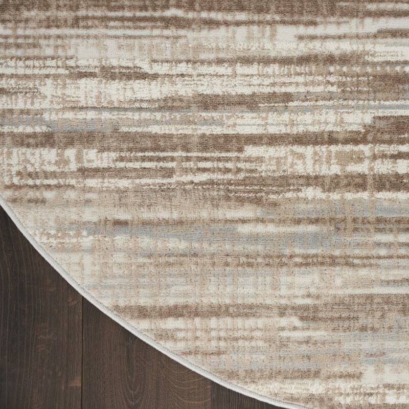 Cazo Power Loomed Geometric Abstract Modern Non Skid Stain Resistant Low Pile Area Rug By HomeRoots - 63' X '63' X '0.25