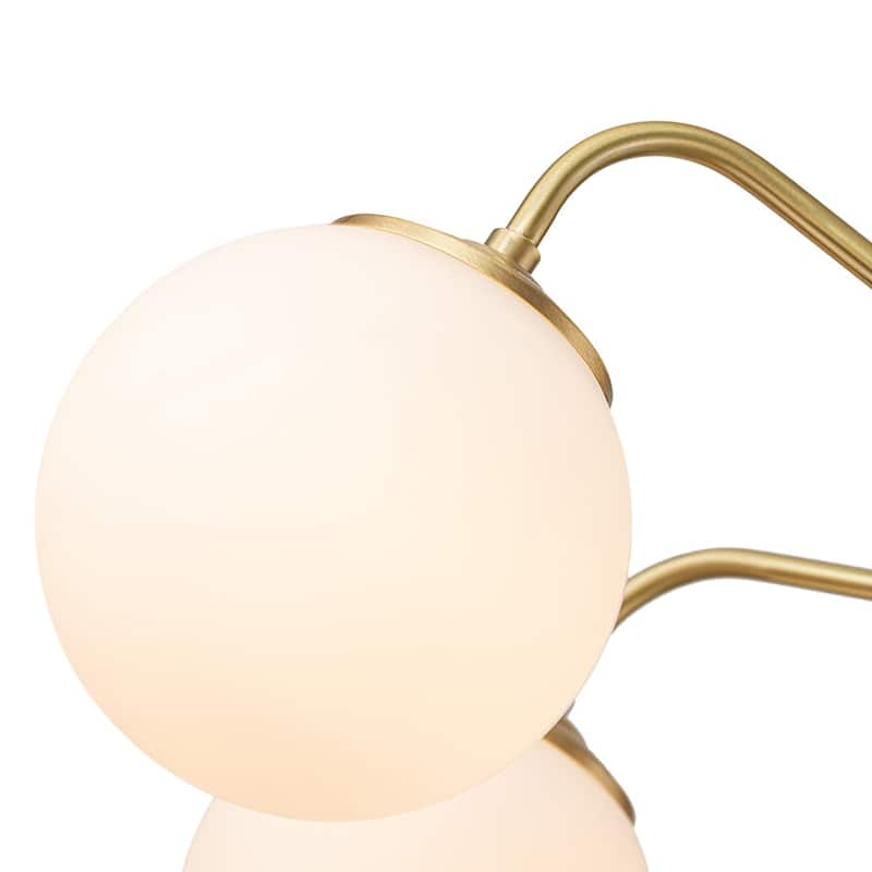6-Light Frosted White Glass Brass Round Sputnik Chandelier - 26in Wide