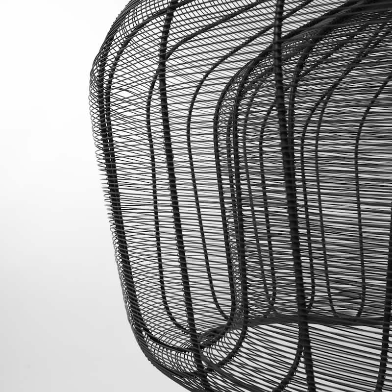 Camila Large Black Metal Mesh-Style Four Bulb Chandelier - 40"W x 40"D x 31"H