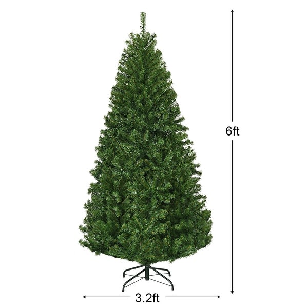 Costway 6Ft Pre-Lit Artificial Christmas Tree Hinged 350 LED Lights - 6 FT