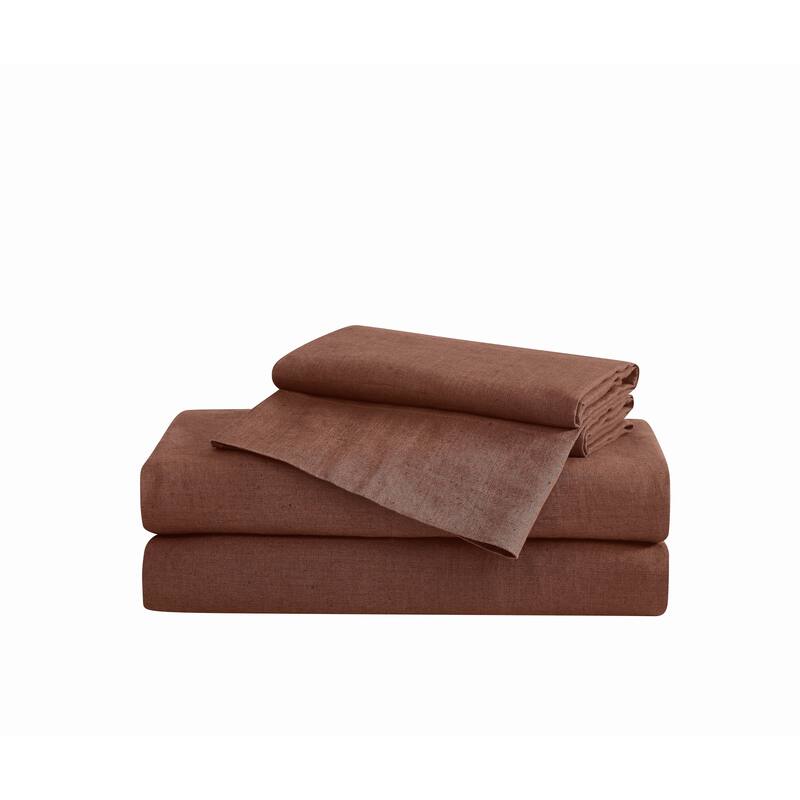 Brooklyn Loom 100% Natural Flax Linen 4-Piece Bed Sheet Set