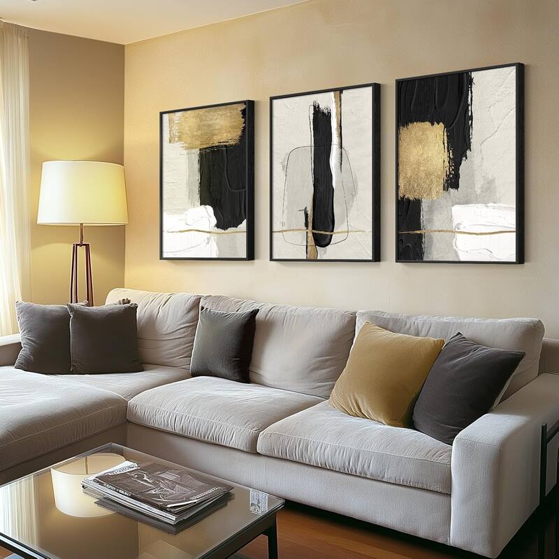 Wall Art,Modern Minimalist Gold Beige Block Pictures