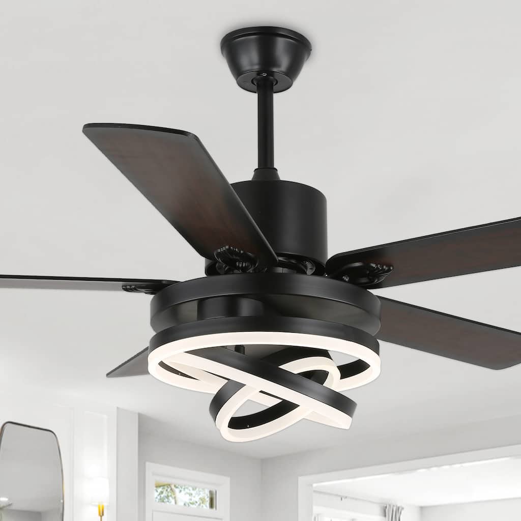 Oaks Aura 52in. DIY Shade Modern Reversible Ceiling Fan with Light, 6-Speed Silent Motor Ceiling Fan with Remote for Large Room