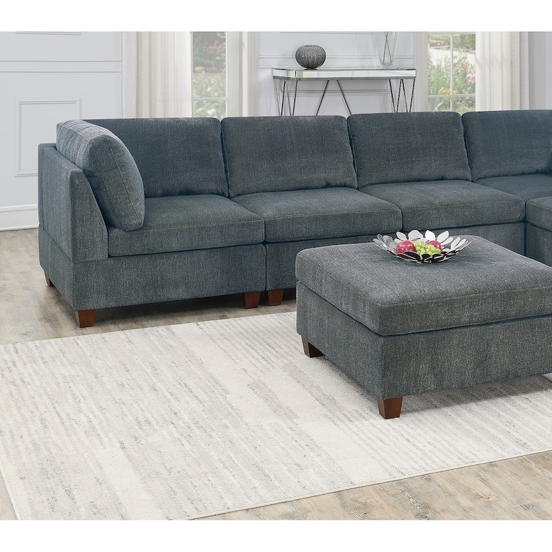 Modular Living Room Furniture Ottoman Ash Chenille Fabric 1pc Cushion Ottoman Couch