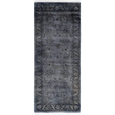 Overdyed One-of-a-Kind Hand-Knotted Area Rug - Gray - 2' 6" x 6' 0"