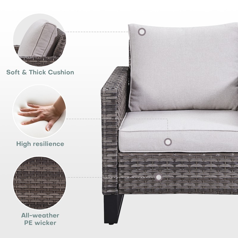 Gymojoy L-Shaped Outdoor Corner Sectional Sofa 6-seats Couch Conversation Set