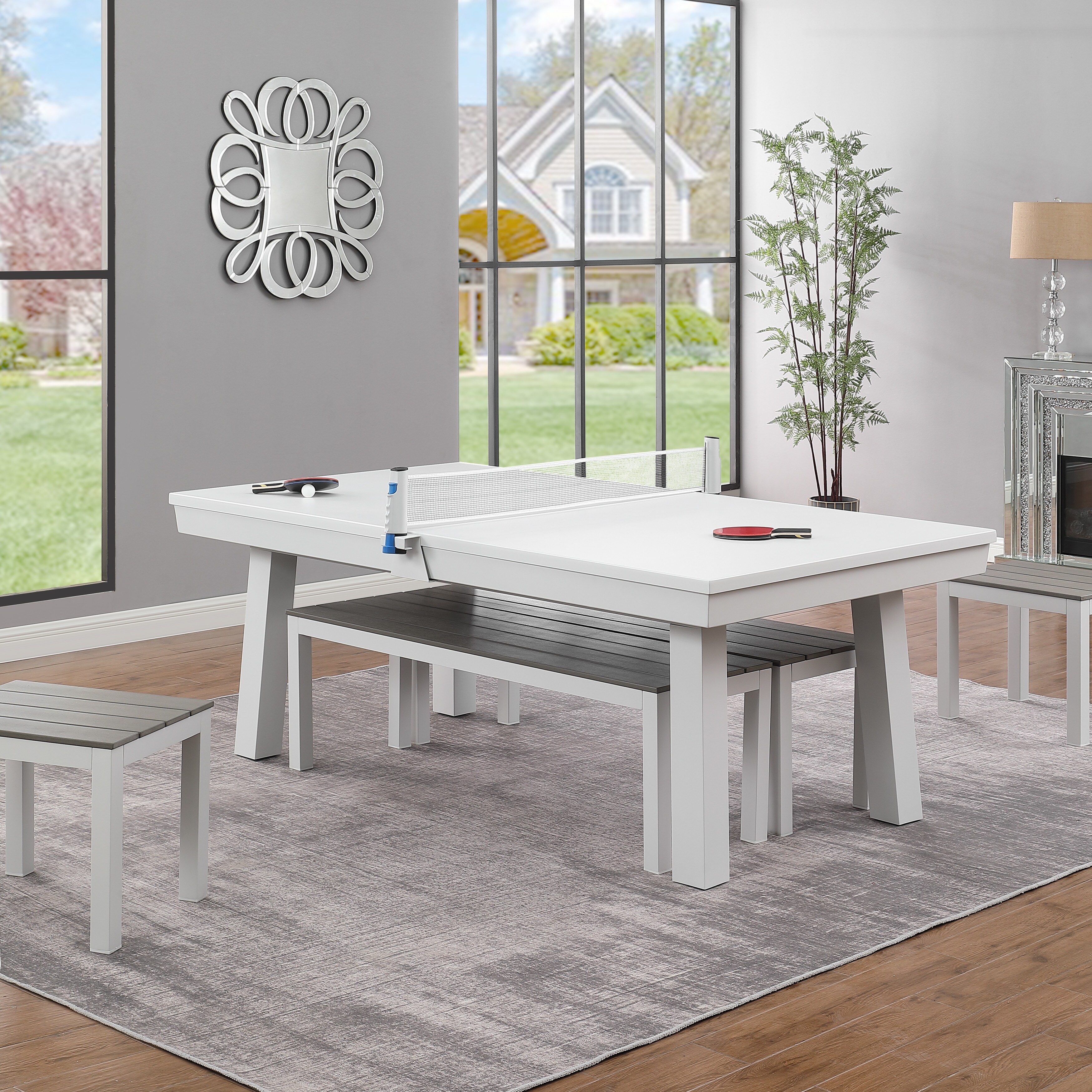 Newport 7ft Outdoor Slate Pool Table Dining Set, White
