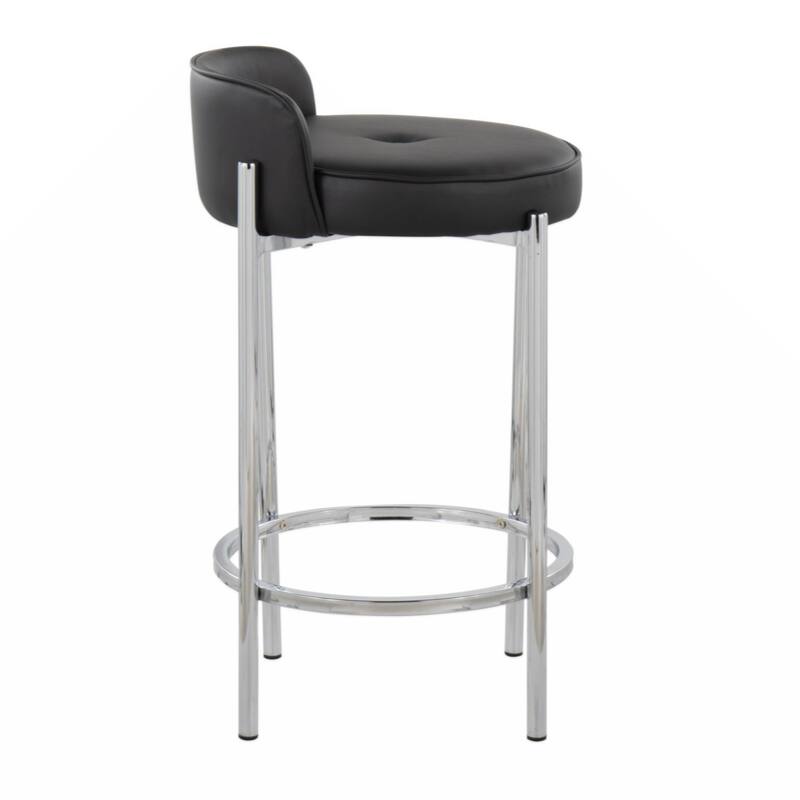 Contemporary Counter Stool in Metal and Faux Leather - Set of 2