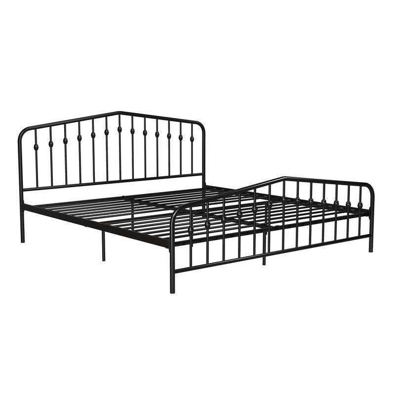 Bushwick Metal Bed, Modern Design, King Size - Black