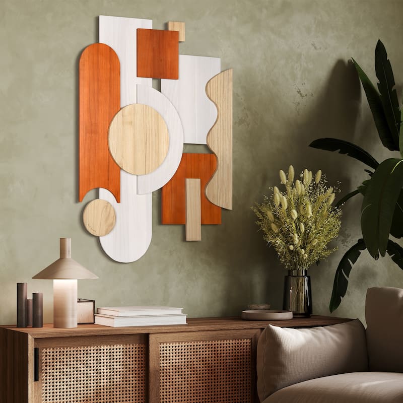 "Cinnamon Dreamscape" Hand Made & Hand Finished Dimensional Solid Paulownia Wood Abstracts Wall Art