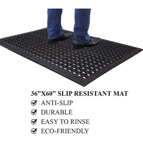 Envelor Anti Fatigue Rubber Floor Mat Non-Slip Restaurant Kitchen Mat for  Floors Bar Mat Drainage Door Mat Utility Garage Floor Mat for Home Outdoor