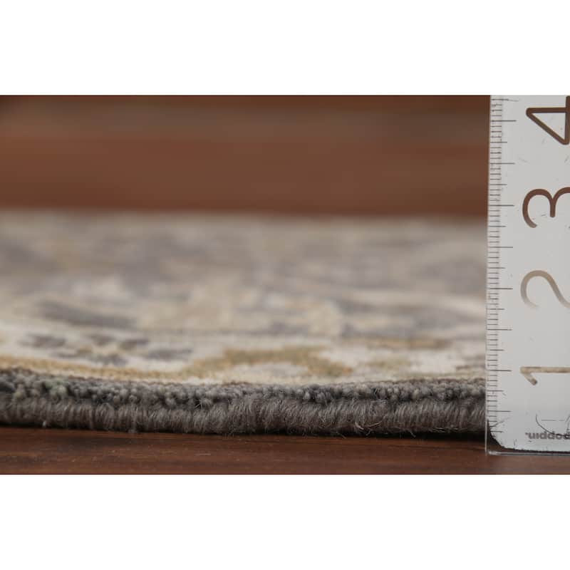 All-Over Gray Oushak Oriental Runner Rug Hand-Knotted Wool Carpet - 2'7"x 11'2"