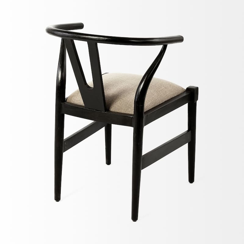 Upholstered Coastal Dining Chair with Cream Linen Seat and Solid Wood Frame Perfect for Any Room - 31”H x 22.5”W x 20”D