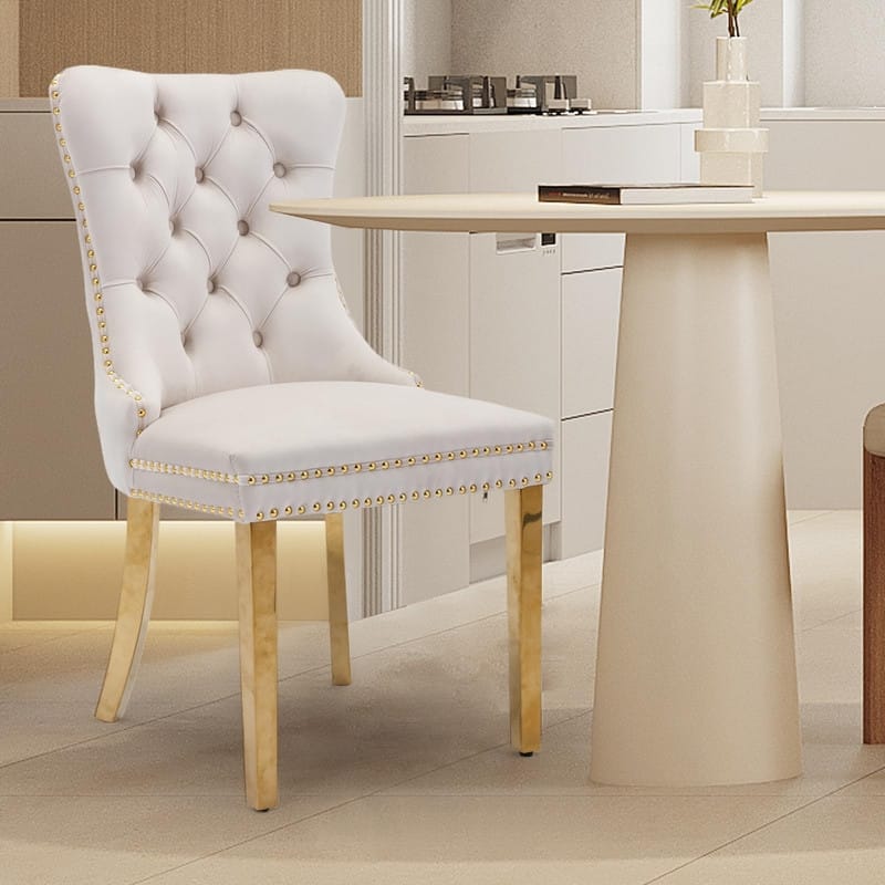 Tufted Naliheads Solid Wood Upholstered Dining Chairs (Set of 2)