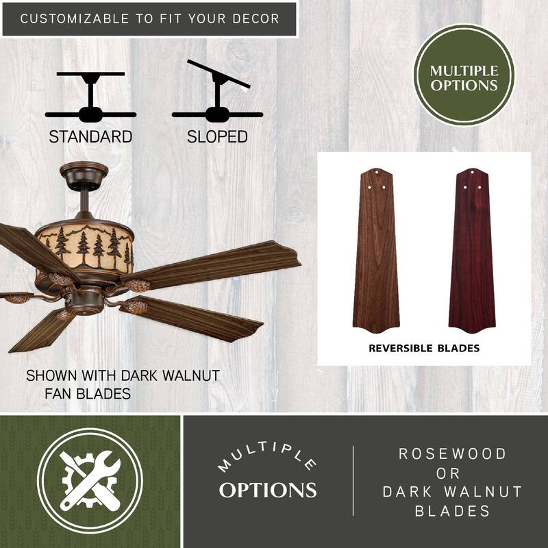 Yosemite 56-in Rustic Tree Bronze Ceiling Fan and Remote - 56-in W x 18-in H x 56-in D