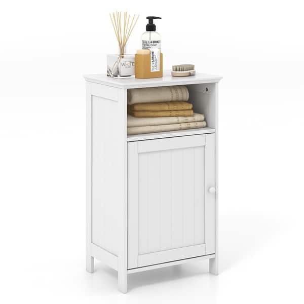 slide 2 of 18, Bathroom Freestanding Adjustable Shelf Floor Storage Cabinet - 16" x 12" x 27.5" (L x W x H)