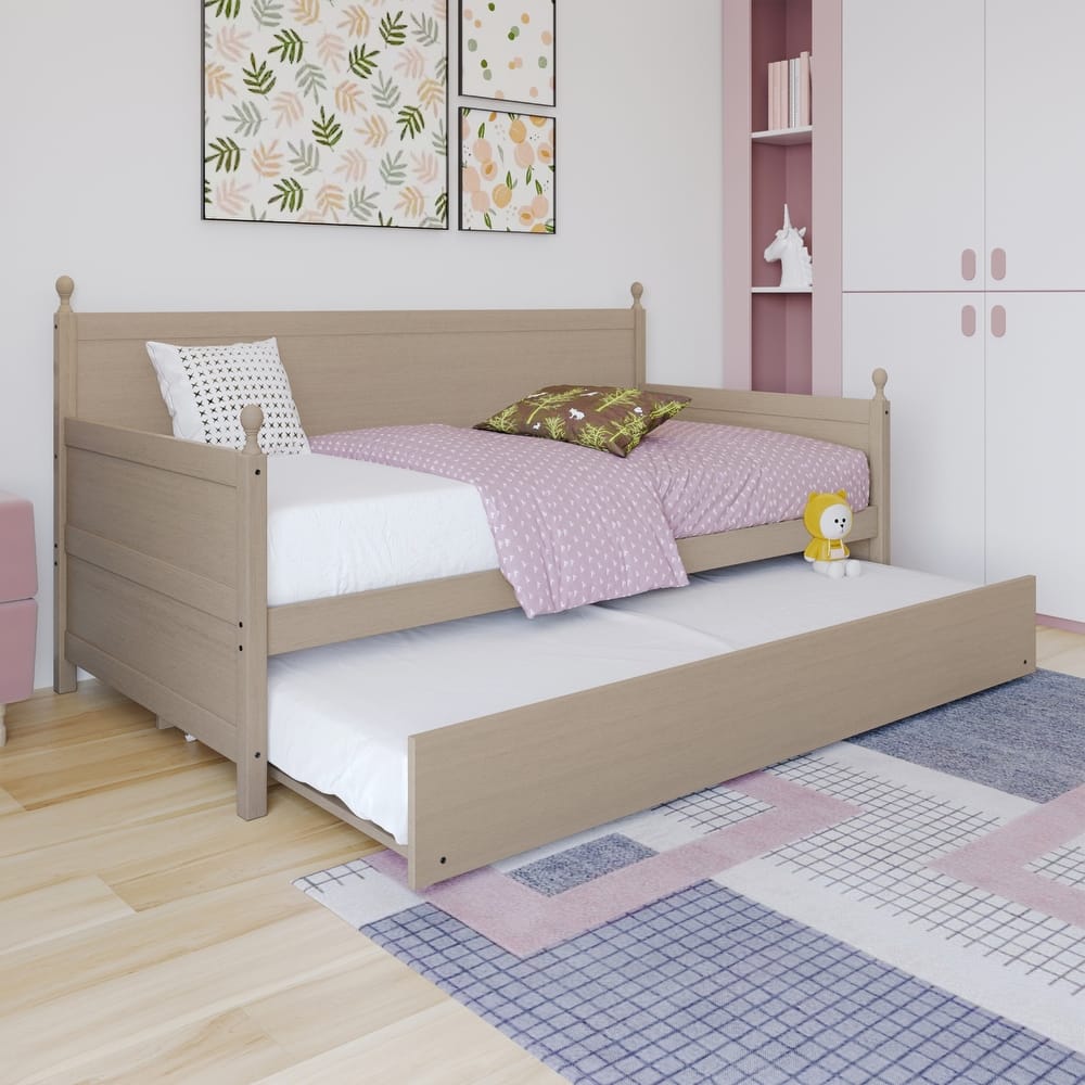 CraftPorch Mid-Century Modern Wooden Twin Size Daybed With Trundle