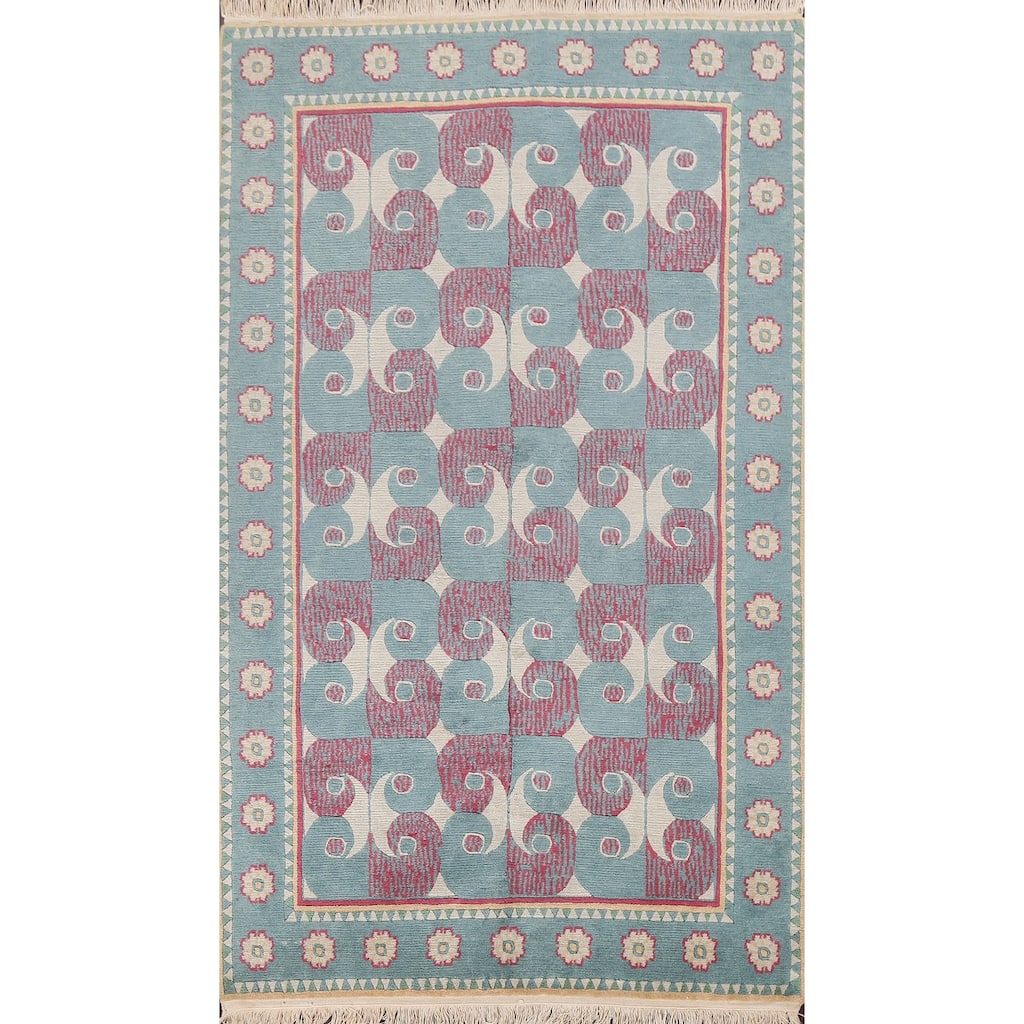 Vegetable Dye Nepalese Area Rug Hand-knotted Oriental Wool Carpet - 5'2" x 8'0"