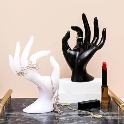 Curata Ok Hand Table Top Sculpture - Black or White - Jewelry Display