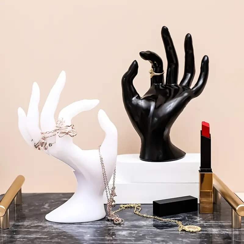 Curata Ok Hand Table Top Sculpture - Black or White - Jewelry Display