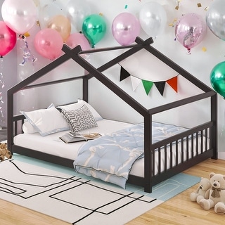 Full Size House Bed Wood Bed,Solid Construction