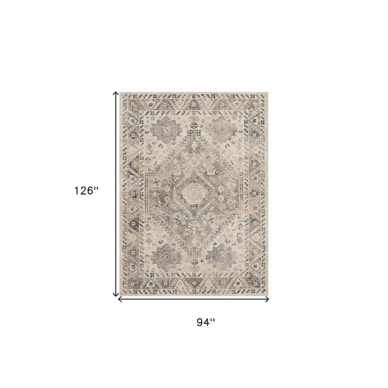 Distressed Floral Stain Resistant Soft Area Rug - 126' X '94' X '0.75