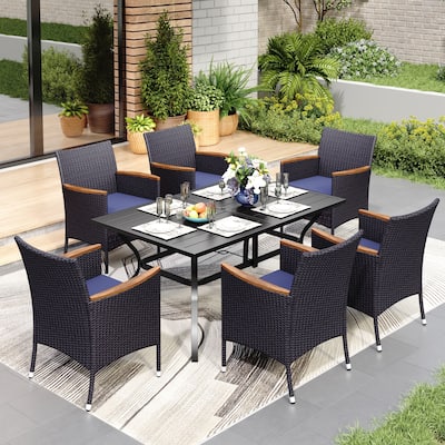 MAISON ARTS 7-piece Outdoor Bistro Dining Set with Rattan Garden Chairs