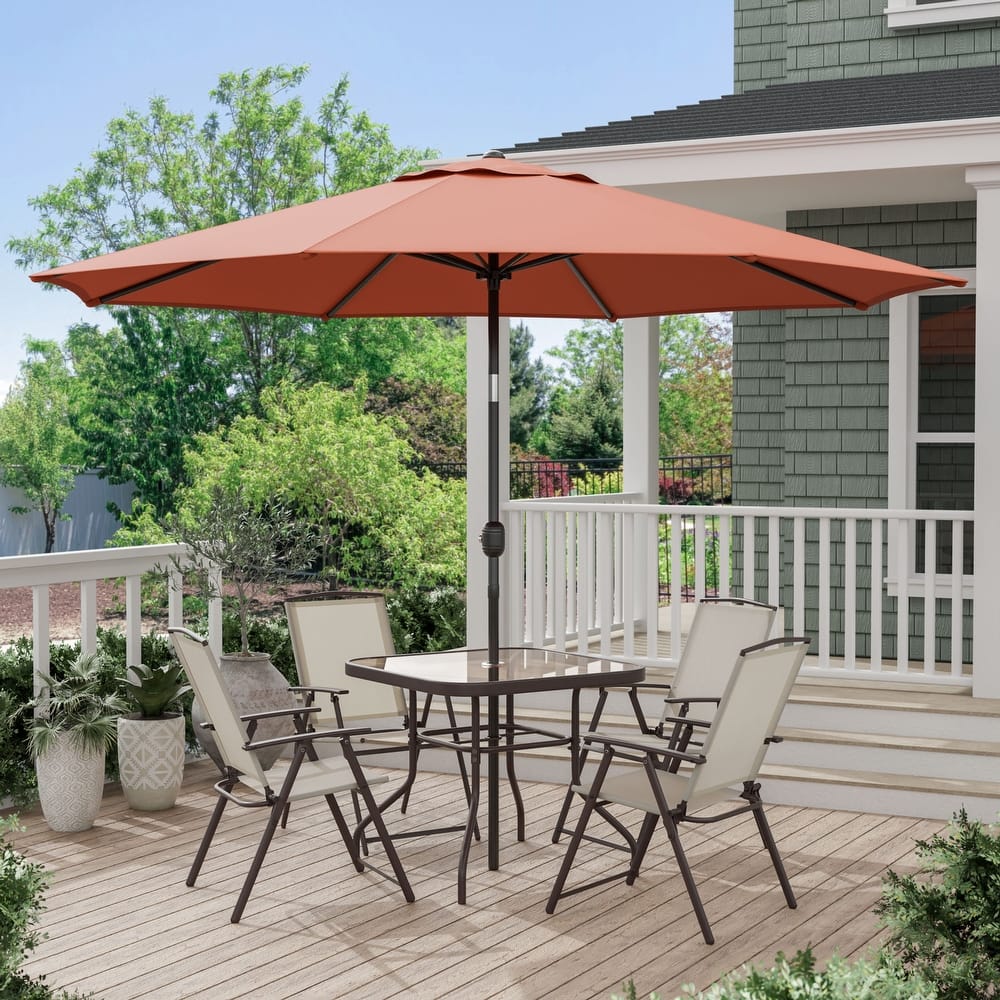 Maine 11-foot Steel Round Market Umbrella with Tilt and Crank by Furniture of America