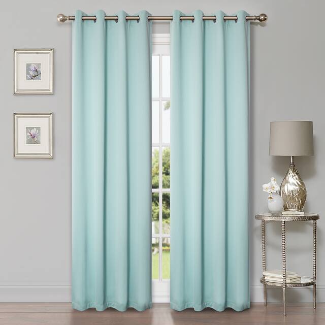 Miranda Haus Classic Modern Solid Blackout Curtain Set with 2 Panels - 52" X 63" - Green Lily