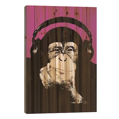New Monkey Head VII Print On Wood by Steez - Multi-Color