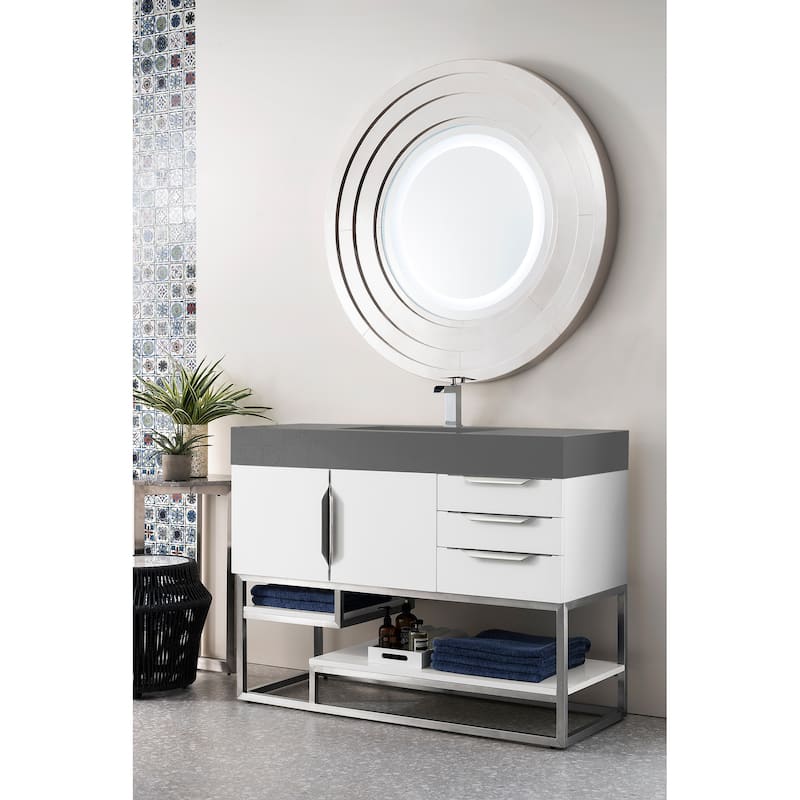 James Martin Vanities Columbia 48" Single Vanity, Glossy White with Brushed Nickel Hardware