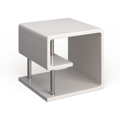Inomata Modern White 24-inch Wood 1-Shelf High Gloss Side Table by Furniture of America