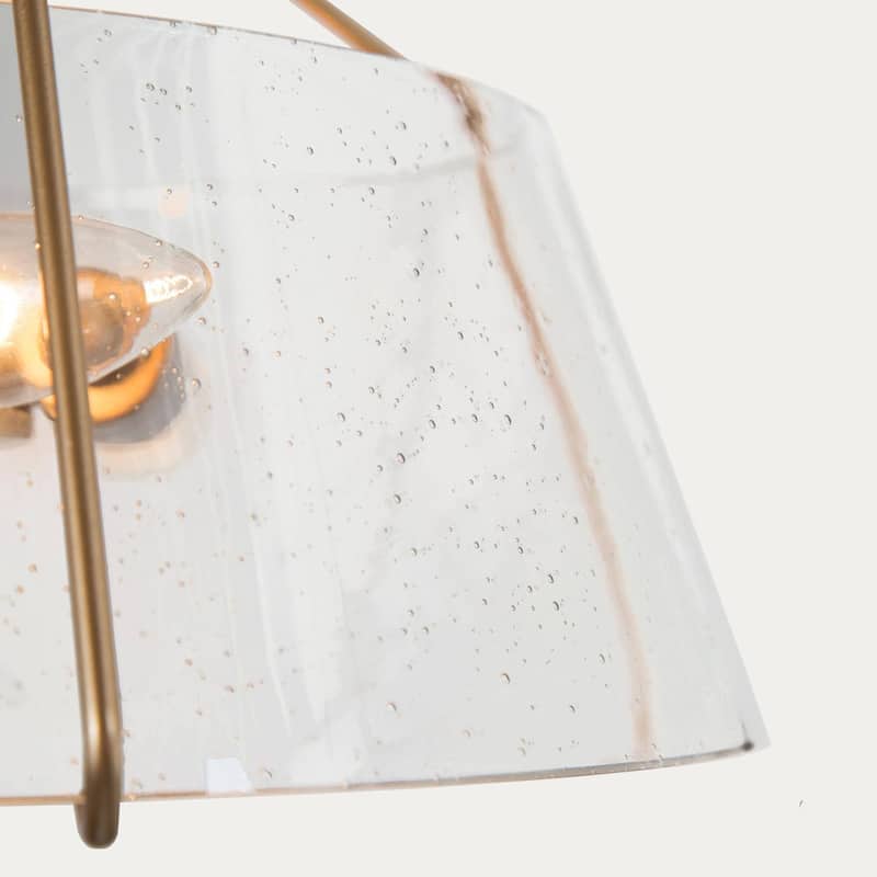 Susa Glam Modern 3-light Semi Flush Mount Gold Drum Ceiling Light Hollow Glass Shade - W13"xH11.5"