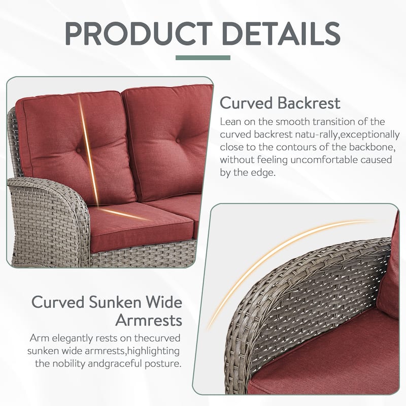 Outdoor Swivel Rocker Chairs with Sofa Table