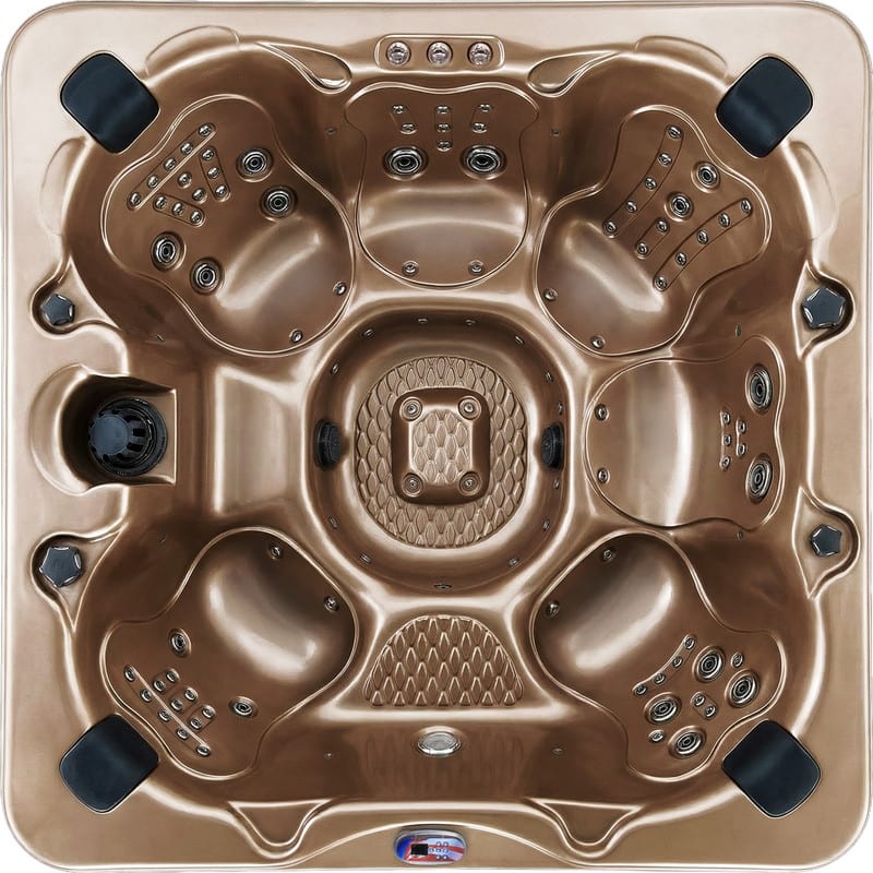 7-Person 100-Jet Premium Acrylic Bench Spa Standard Hot Tub with Sound System and LED Waterfall