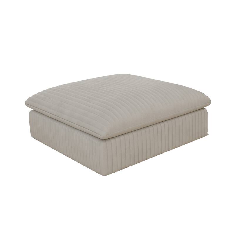 157.6" White Corduroy Fabric Cloud Sofa: Deep Seat, Double-layer, Removable Cushion, No Assembly, DIY Combo