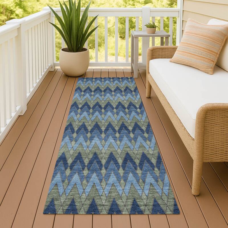 Machine Washable Indoor/ Outdoor Modern Baxter Chantille Rug - Navy - 2'3" x 7'6"