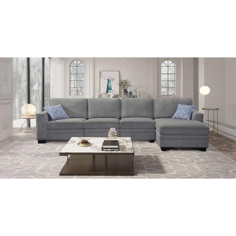5 PCS Corduroy Flexible Combination Sectional Sofa Couch
