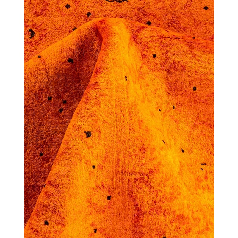 Overton Hand Knotted Wool Vintage Inspired Modern Contemporary Overdyed Orange Area Rug - 9' 3" x 11' 6"
