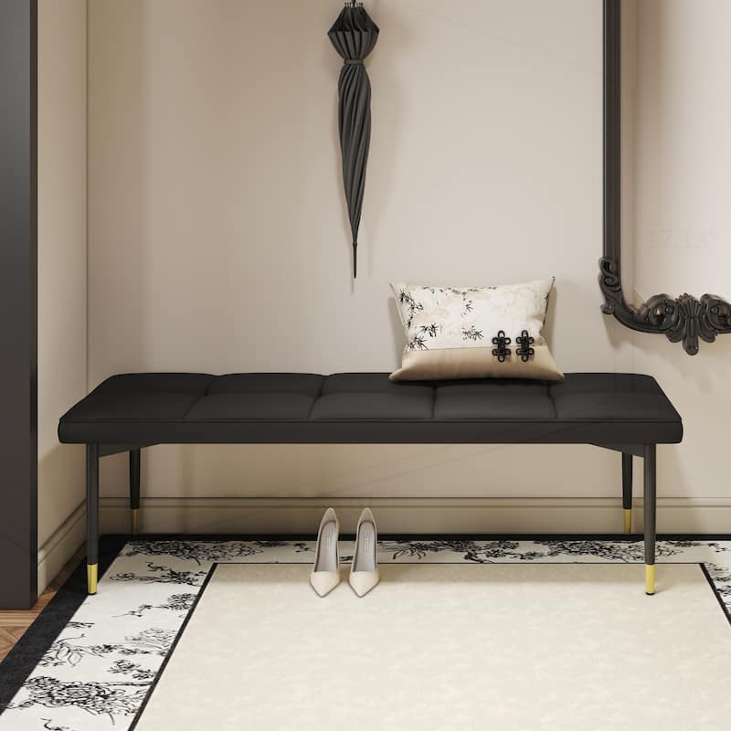59*17 Inch Multifunctional Black Shoe Bench