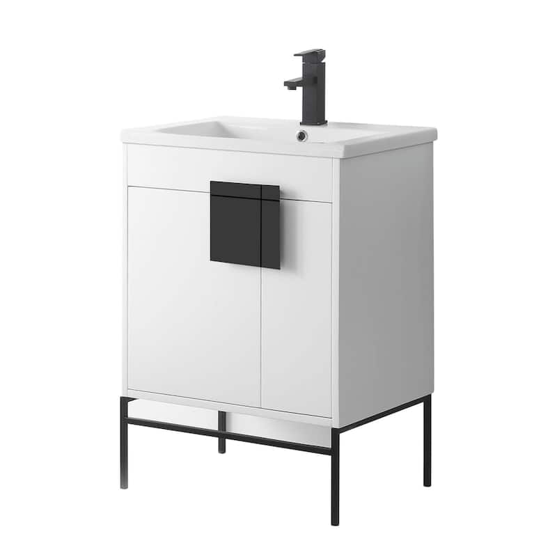 24-inch Modern Bathroom Vanity Set w/ Vitreous China Sink Top