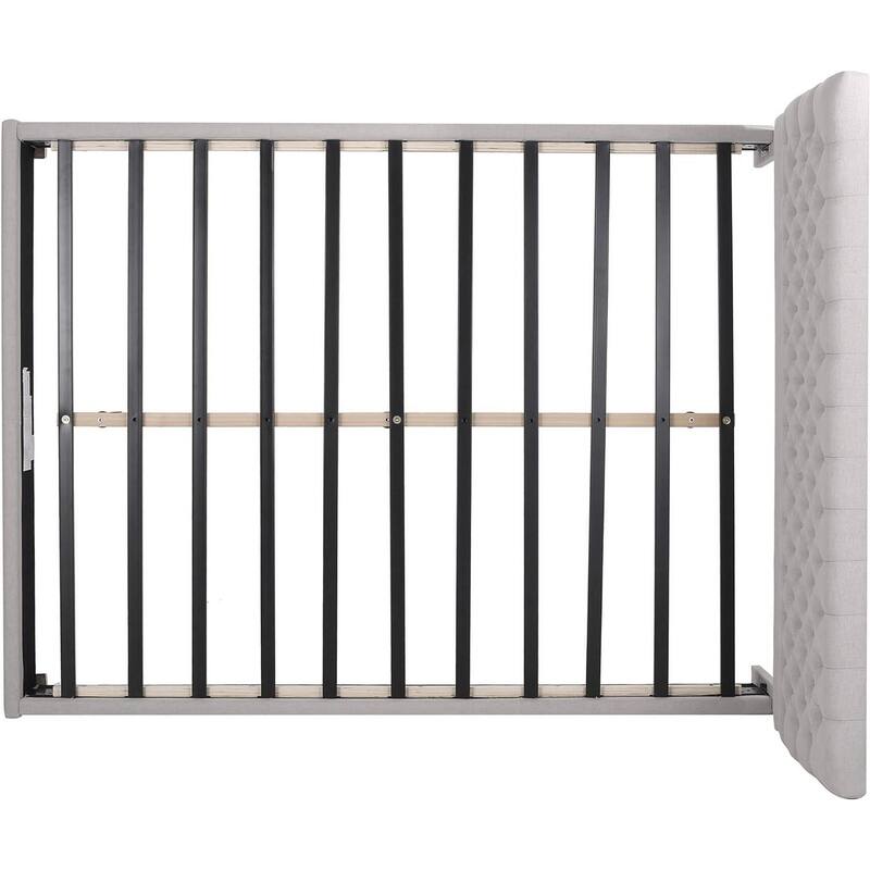 Queen Size Upholstered Platform Bed with Button-tufted Headboard for Bedroom