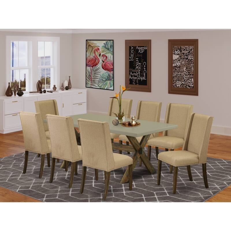 Victorian Dining Set - 9 Piece Table & Parsons Chairs - Solid Wood Kitchen Set