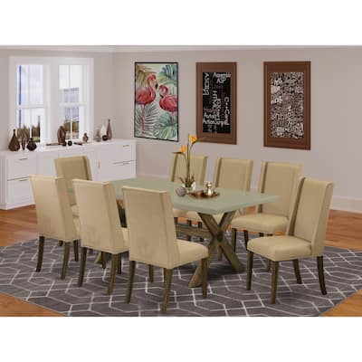 Victorian Dining Set - 9 Piece Table & Parsons Chairs - Solid Wood Kitchen Set