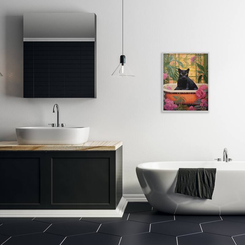 Stupell Lush Tropics Panther Bath Framed Giclee Art Design By Heidi Kuntz