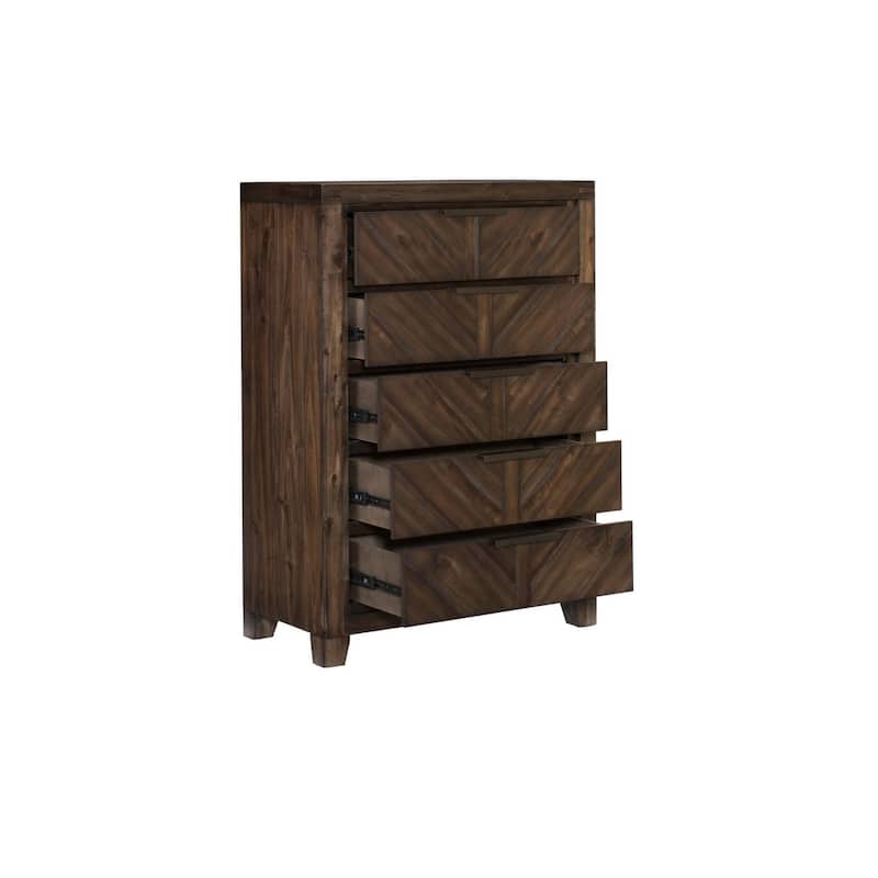 Marcille 3 Piece Cherry Modern Panel Bedroom Set