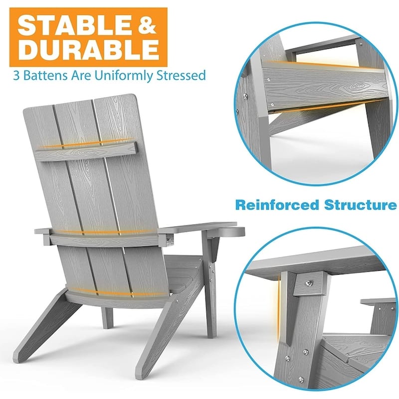WINSOON Adirondack Chair with Cup Holder All Weather,Made Of HIPS