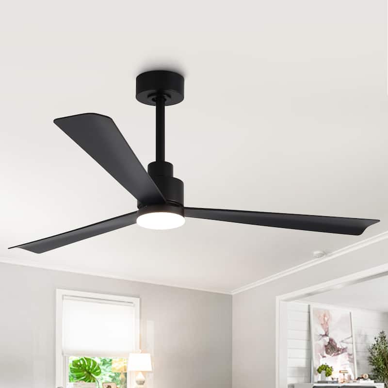 52" Modern Integrated LED Black Ceiling Fan with Light and Remote